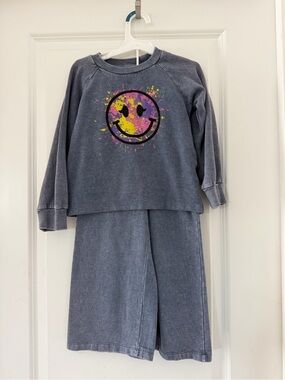 Madden Girl Distressed Gray Kids Matching Set with Pink and Yellow Smiley